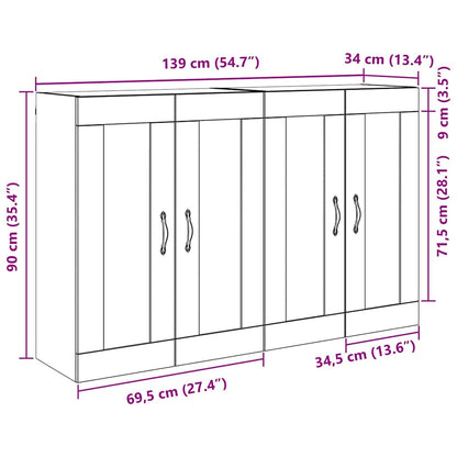 Wandmontierter Schrank 2 stk. Schwarz Eichen-Optik