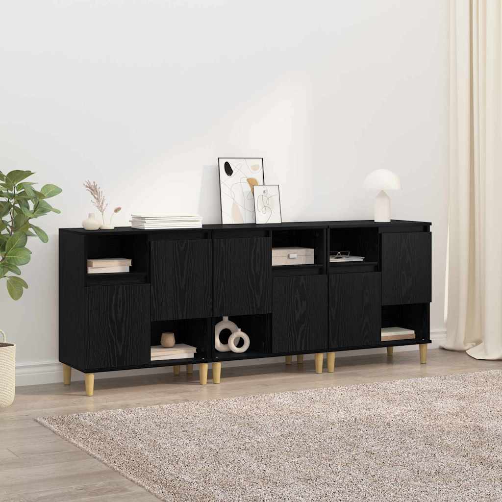 Sideboards 3 stk. Schwarz Eichen-Optik 60 x 35 x 70 cm