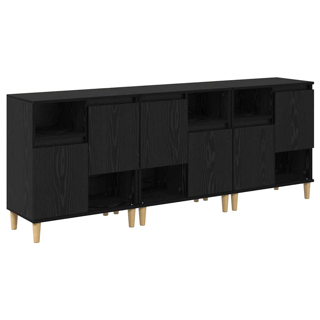 Sideboards 3 stk. Schwarz Eichen-Optik 60 x 35 x 70 cm