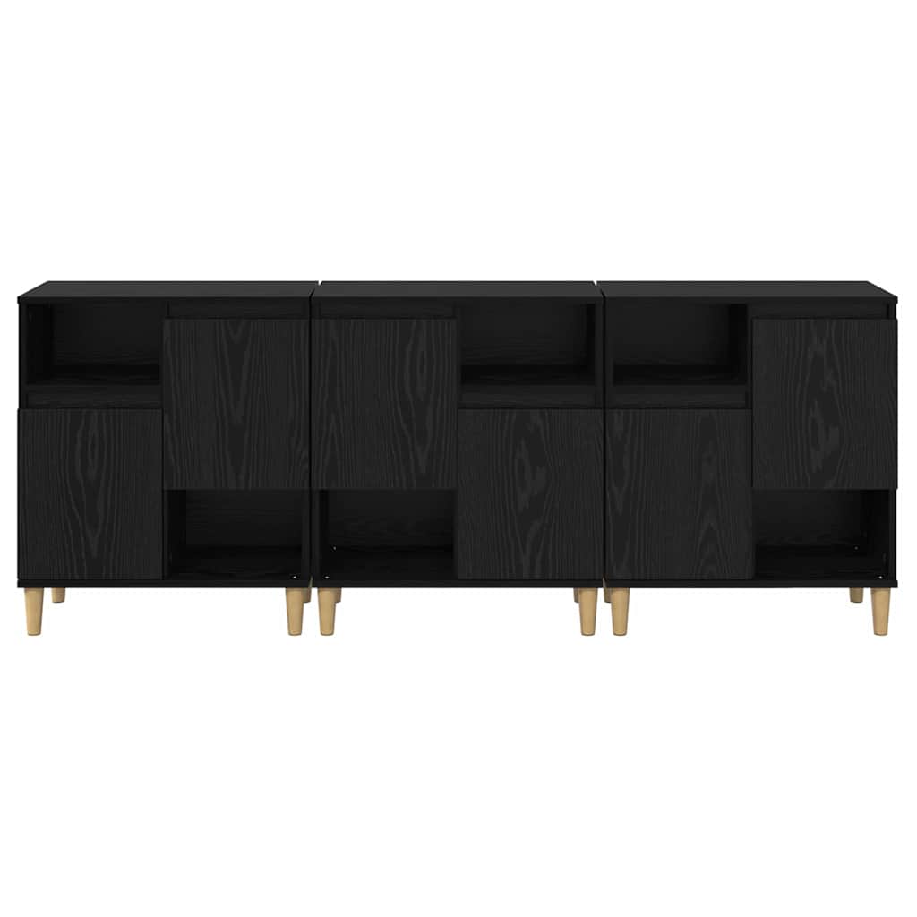 Sideboards 3 stk. Schwarz Eichen-Optik 60 x 35 x 70 cm