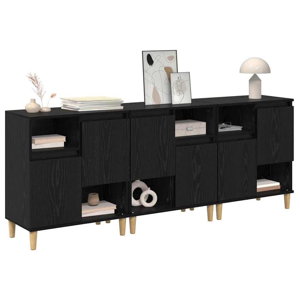 Sideboards 3 stk. Schwarz Eichen-Optik 60 x 35 x 70 cm