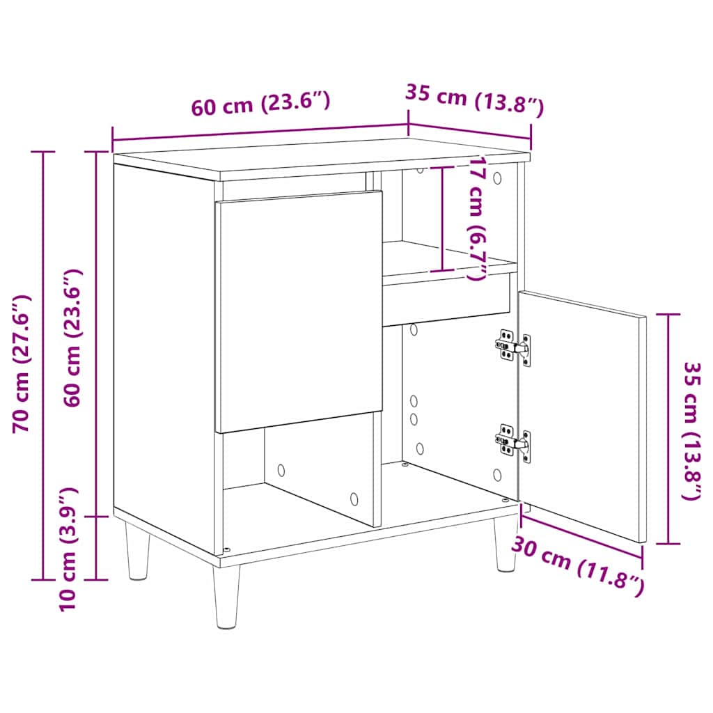 Sideboards 3 stk. Schwarz Eichen-Optik 60 x 35 x 70 cm