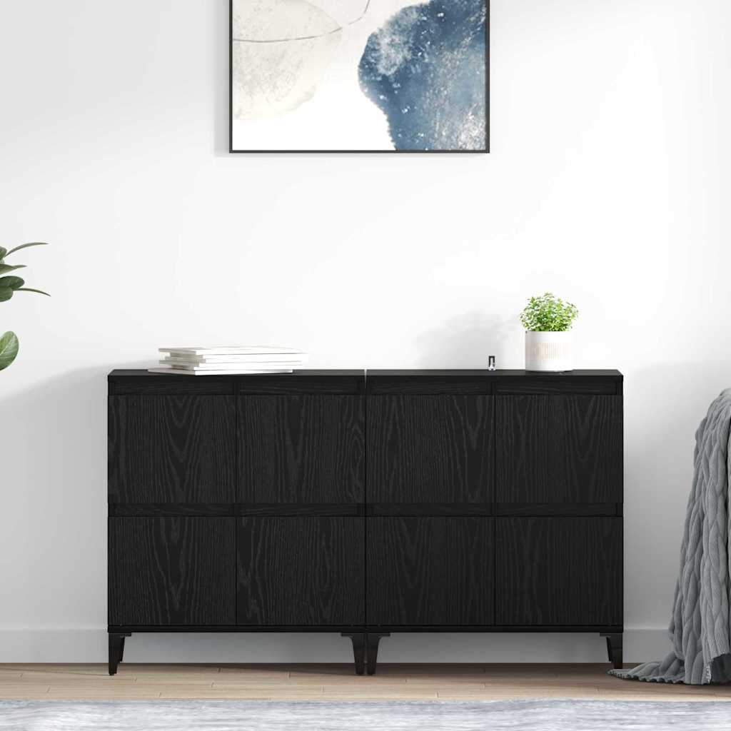 Sideboards 2 stk. Schwarz Eichen-Optik 60 x 35 x 70 cm