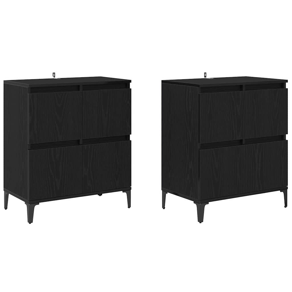 Sideboards 2 stk. Schwarz Eichen-Optik 60 x 35 x 70 cm