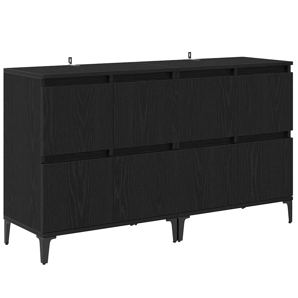 Sideboards 2 stk. Schwarz Eichen-Optik 60 x 35 x 70 cm