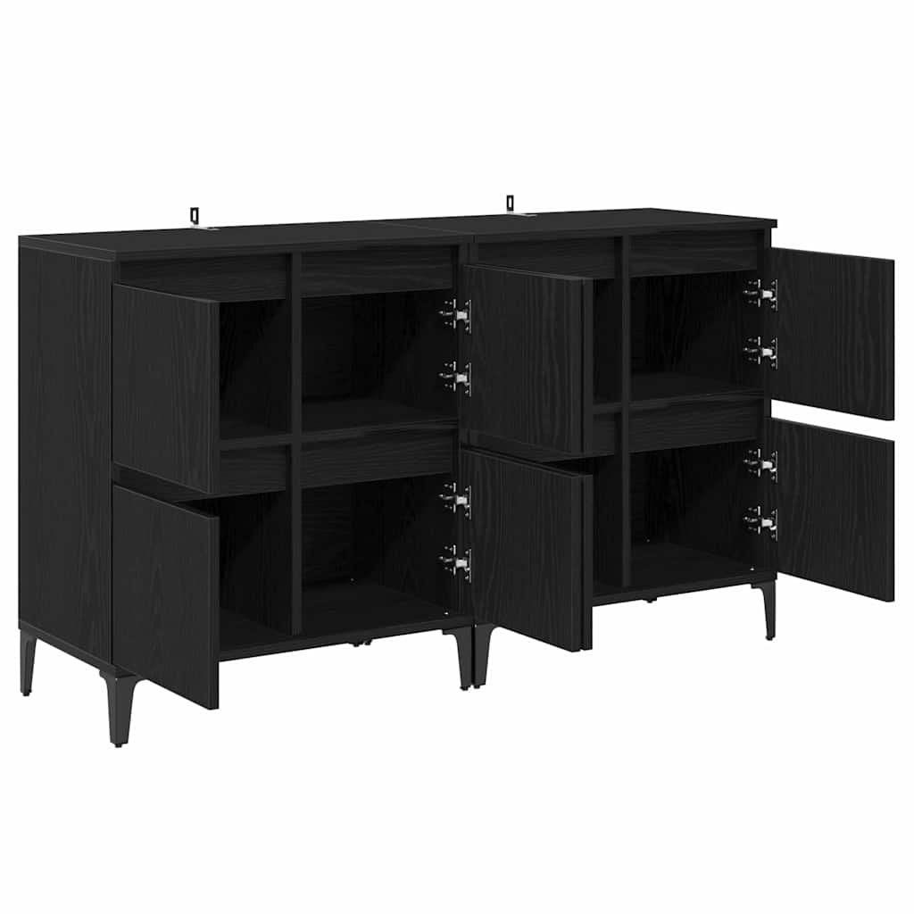 Sideboards 2 stk. Schwarz Eichen-Optik 60 x 35 x 70 cm