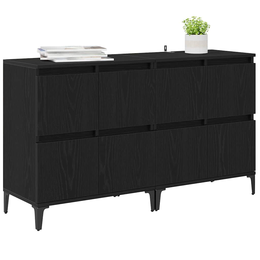 Sideboards 2 stk. Schwarz Eichen-Optik 60 x 35 x 70 cm