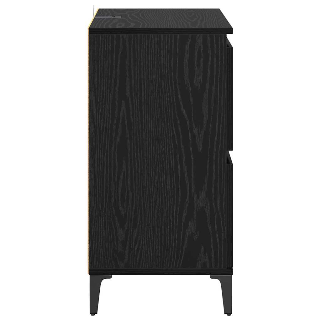 Sideboards 2 stk. Schwarz Eichen-Optik 60 x 35 x 70 cm