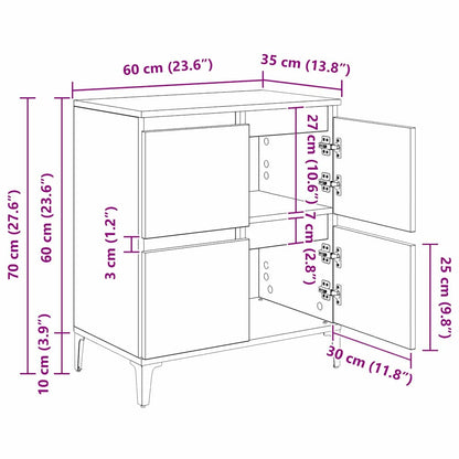 Sideboards 2 stk. Schwarz Eichen-Optik 60 x 35 x 70 cm