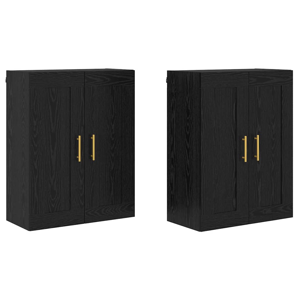Wandmontierter Schrank 2 stk. Schwarz Eichen-Optik