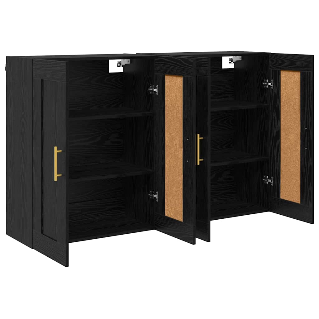 Wandmontierter Schrank 2 stk. Schwarz Eichen-Optik