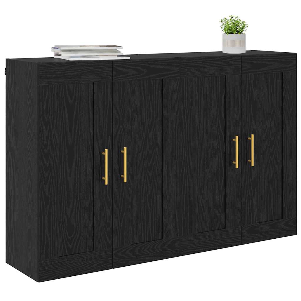 Wandmontierter Schrank 2 stk. Schwarz Eichen-Optik