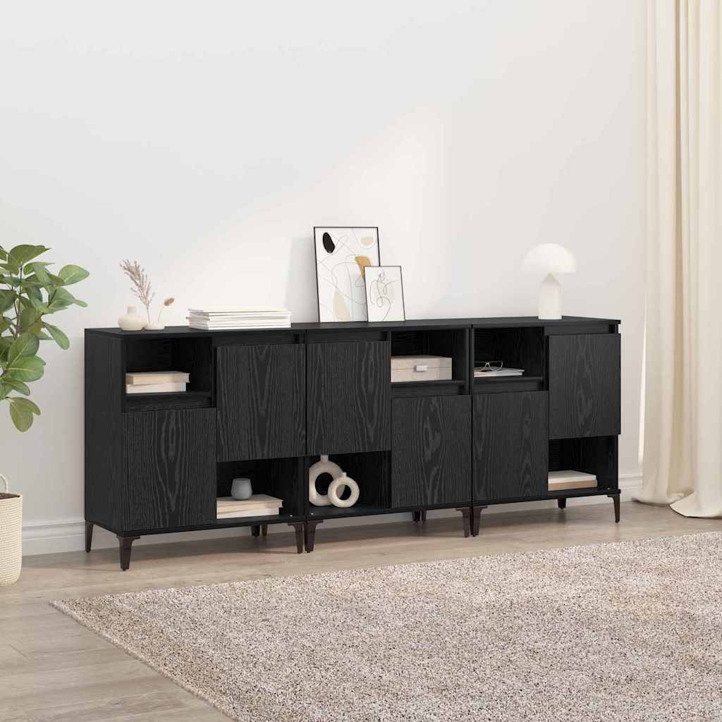 Sideboards 3 stk. Schwarz Eichen-Optik 60 x 35 x 70 cm