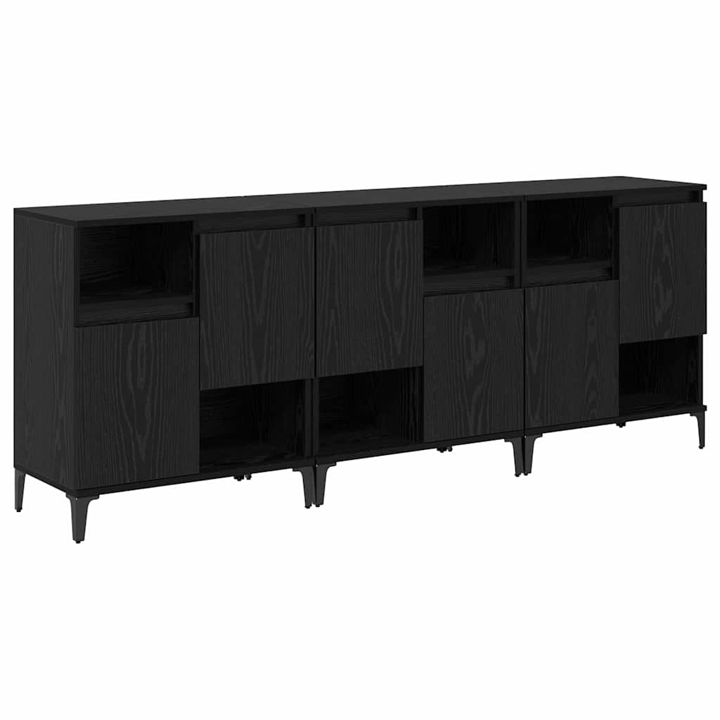 Sideboards 3 stk. Schwarz Eichen-Optik 60 x 35 x 70 cm