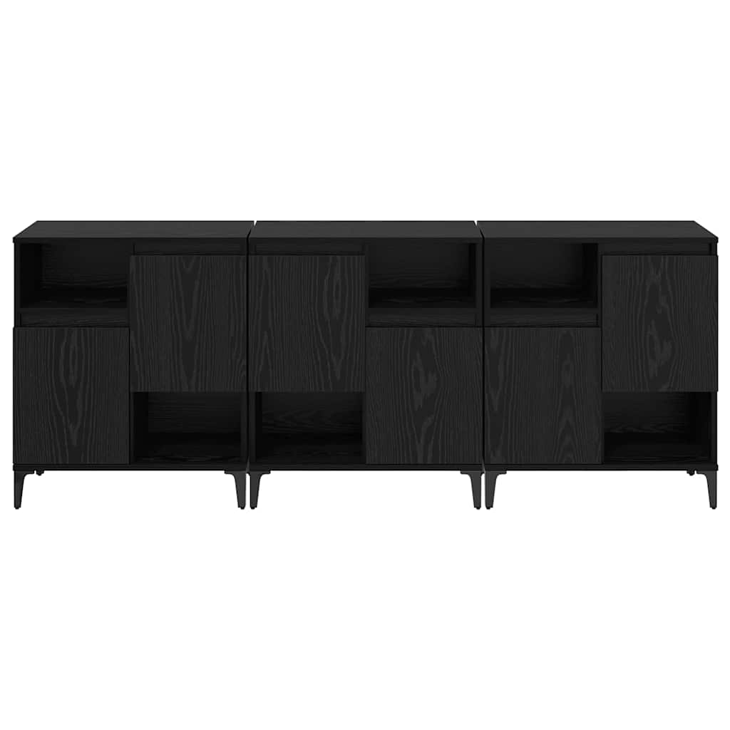 Sideboards 3 stk. Schwarz Eichen-Optik 60 x 35 x 70 cm