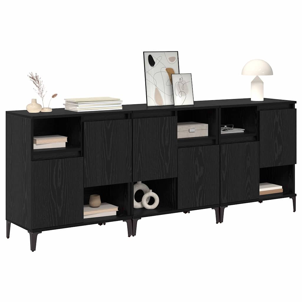 Sideboards 3 stk. Schwarz Eichen-Optik 60 x 35 x 70 cm
