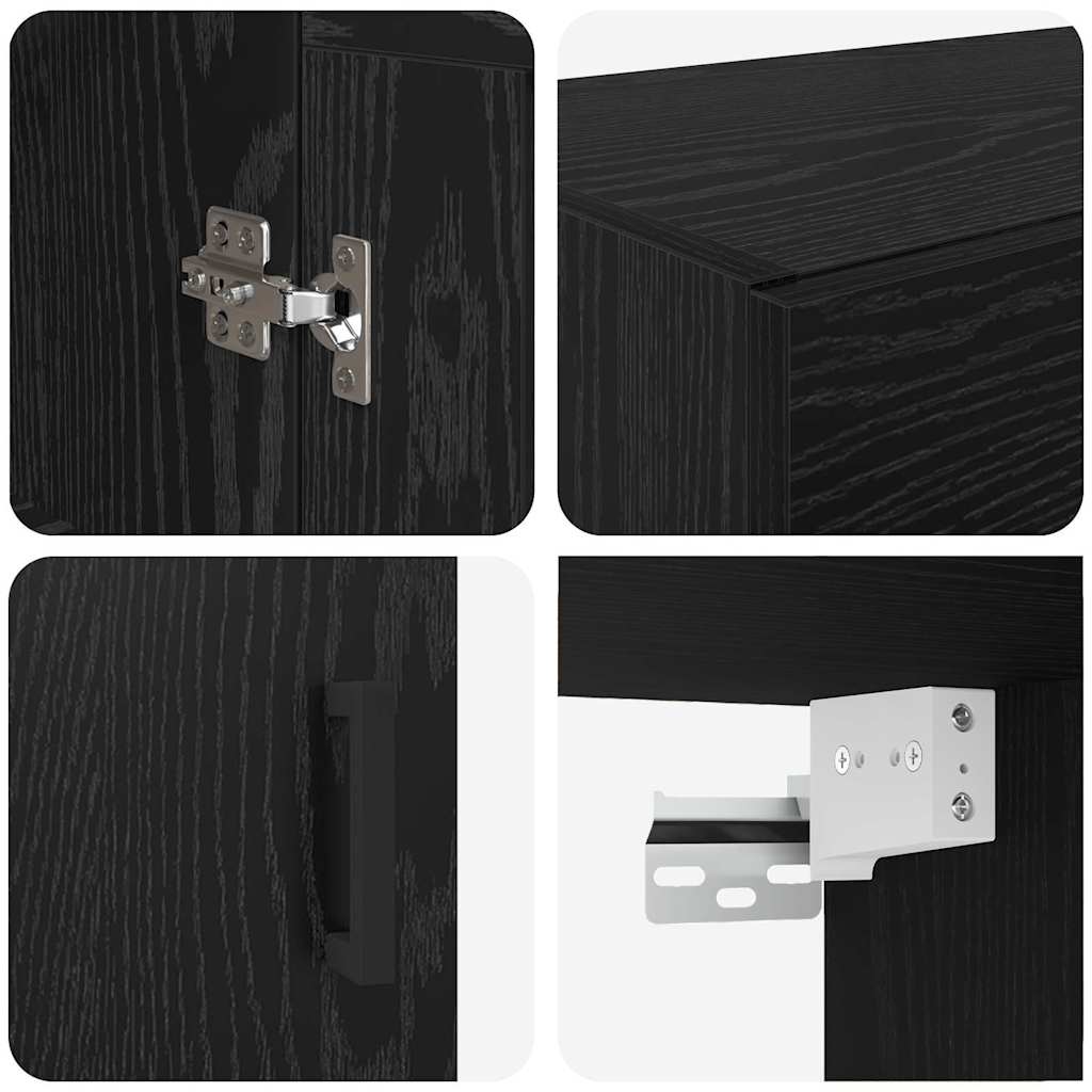 Wandmontierter Schrank 2 stk. Schwarz Eichen-Optik