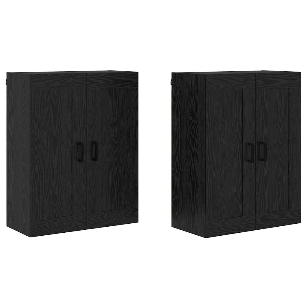 Wandmontierter Schrank 2 stk. Schwarz Eichen-Optik
