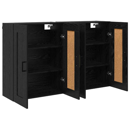 Wandmontierter Schrank 2 stk. Schwarz Eichen-Optik