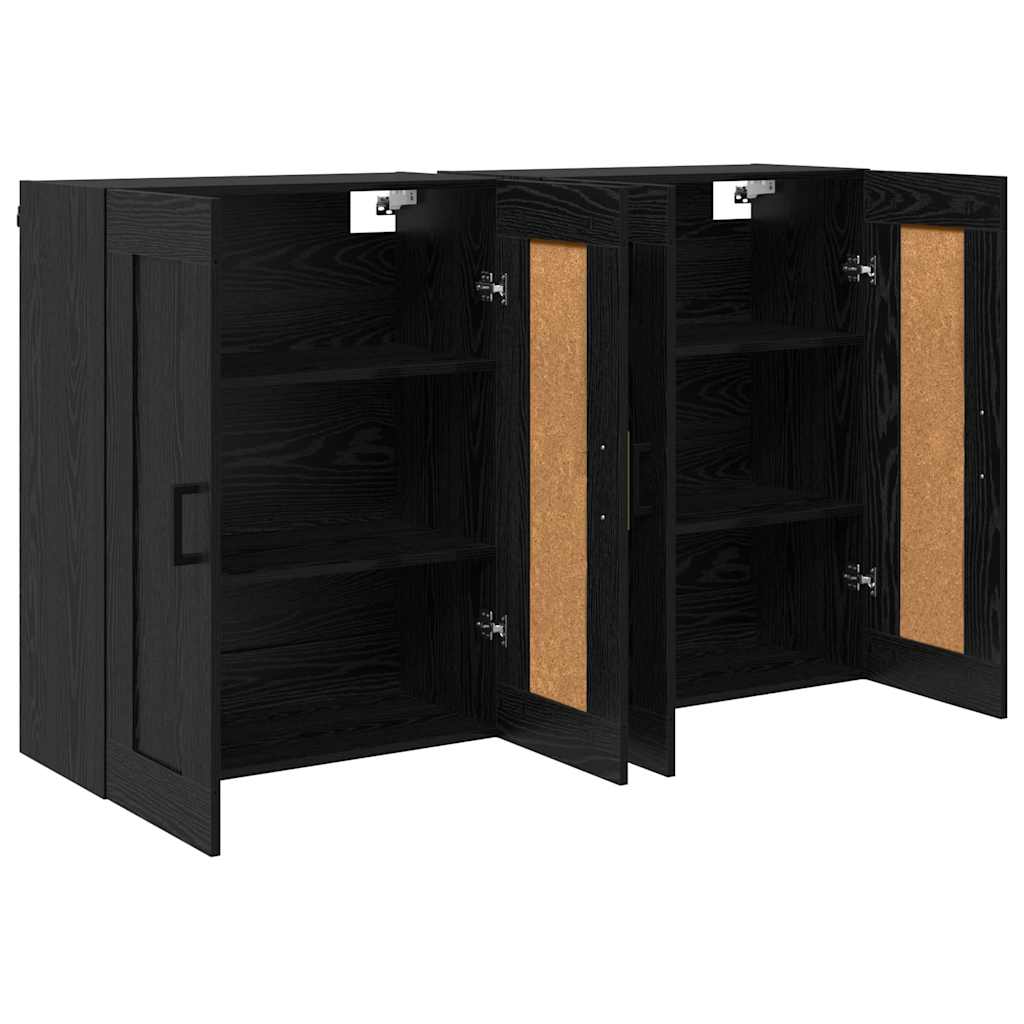 Wandmontierter Schrank 2 stk. Schwarz Eichen-Optik