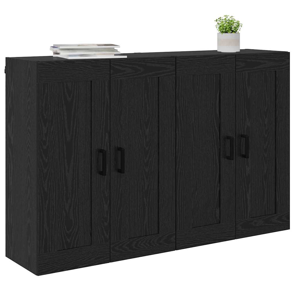 Wandmontierter Schrank 2 stk. Schwarz Eichen-Optik