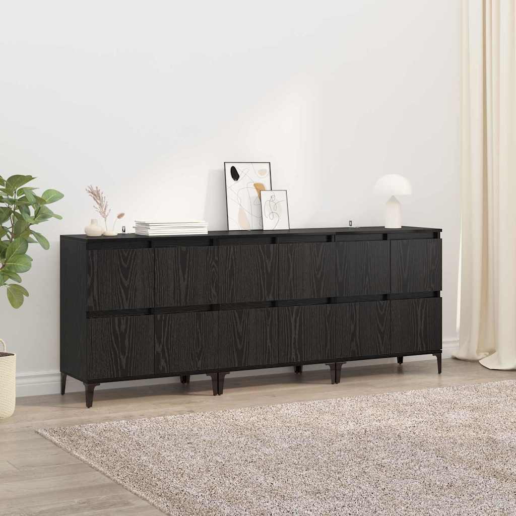 Sideboards 3 stk. Schwarz Eichen-Optik 60 x 35 x 70 cm