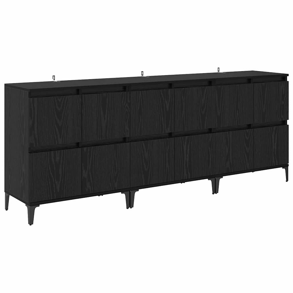 Sideboards 3 stk. Schwarz Eichen-Optik 60 x 35 x 70 cm