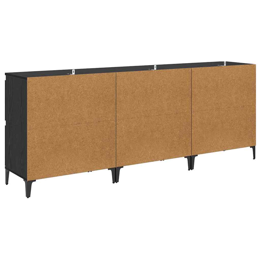 Sideboards 3 stk. Schwarz Eichen-Optik 60 x 35 x 70 cm