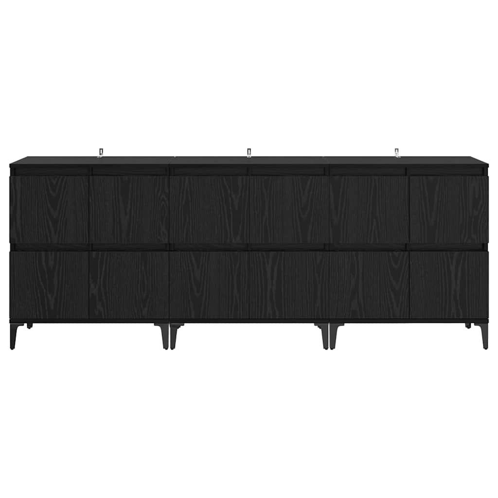 Sideboards 3 stk. Schwarz Eichen-Optik 60 x 35 x 70 cm