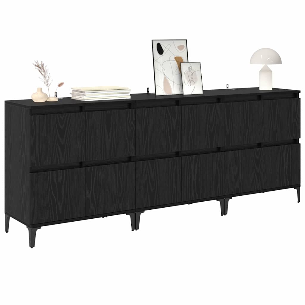 Sideboards 3 stk. Schwarz Eichen-Optik 60 x 35 x 70 cm