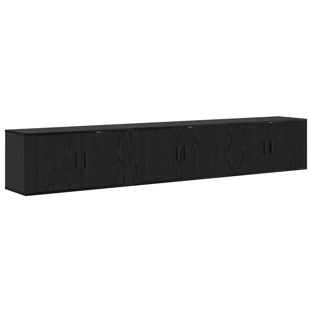 Wand-TV-Schrank Set 3 stk. Schwarz Eichen-Optik Holzwerkstoff