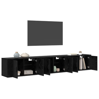 Wand-TV-Schrank Set 3 stk. Schwarz Eichen-Optik Holzwerkstoff