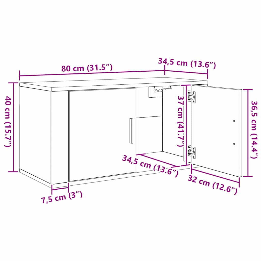 Wand-TV-Schrank Set 3 stk. Schwarz Eichen-Optik Holzwerkstoff