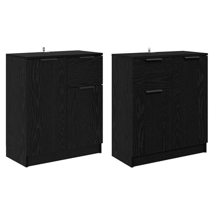 Sideboards 2 stk. Schwarz Eichen-Optik 60 x 30 x 70 cm