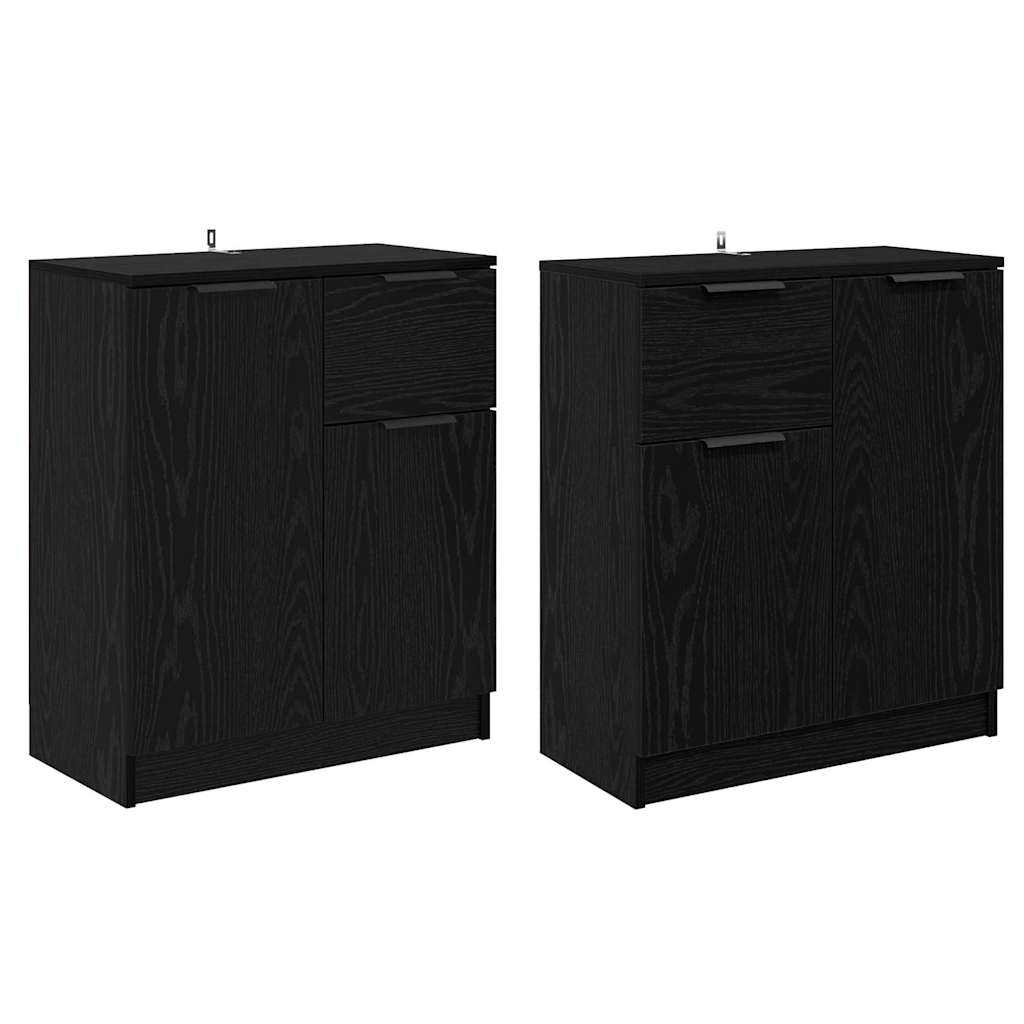 Sideboards 2 stk. Schwarz Eichen-Optik 60 x 30 x 70 cm