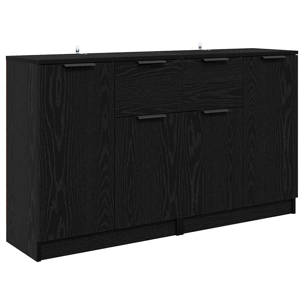 Sideboards 2 stk. Schwarz Eichen-Optik 60 x 30 x 70 cm