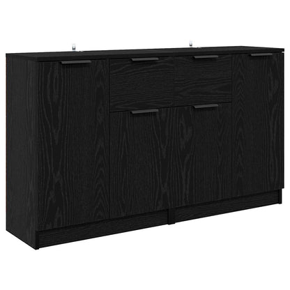 Sideboards 2 stk. Schwarz Eichen-Optik 60 x 30 x 70 cm