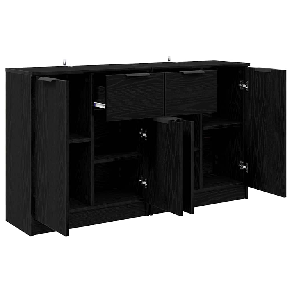 Sideboards 2 stk. Schwarz Eichen-Optik 60 x 30 x 70 cm