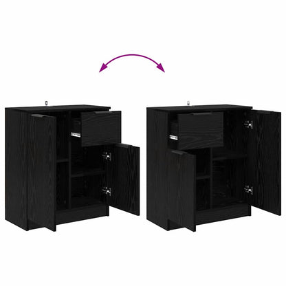 Sideboards 2 stk. Schwarz Eichen-Optik 60 x 30 x 70 cm