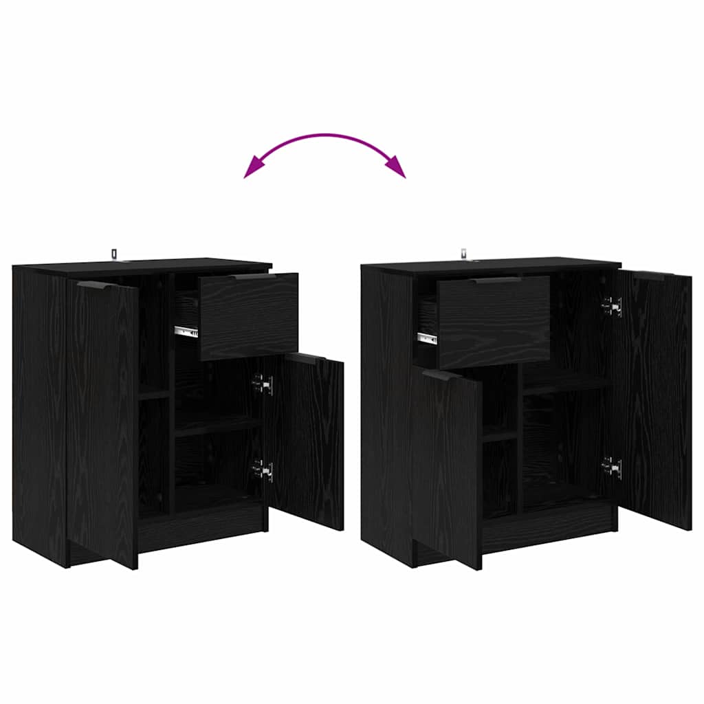 Sideboards 2 stk. Schwarz Eichen-Optik 60 x 30 x 70 cm