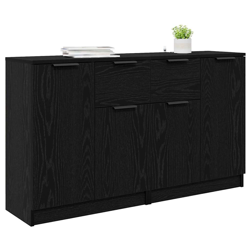 Sideboards 2 stk. Schwarz Eichen-Optik 60 x 30 x 70 cm