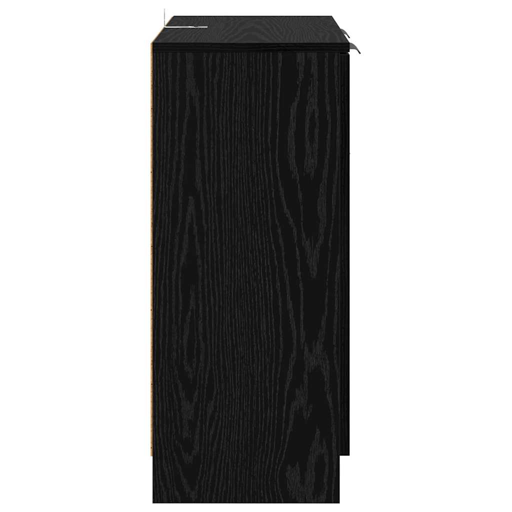 Sideboards 2 stk. Schwarz Eichen-Optik 60 x 30 x 70 cm
