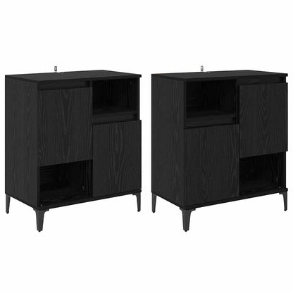 Sideboards 2 stk. Schwarz Eichen-Optik 60 x 35 x 70 cm