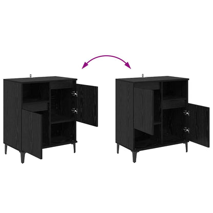 Sideboards 2 stk. Schwarz Eichen-Optik 60 x 35 x 70 cm