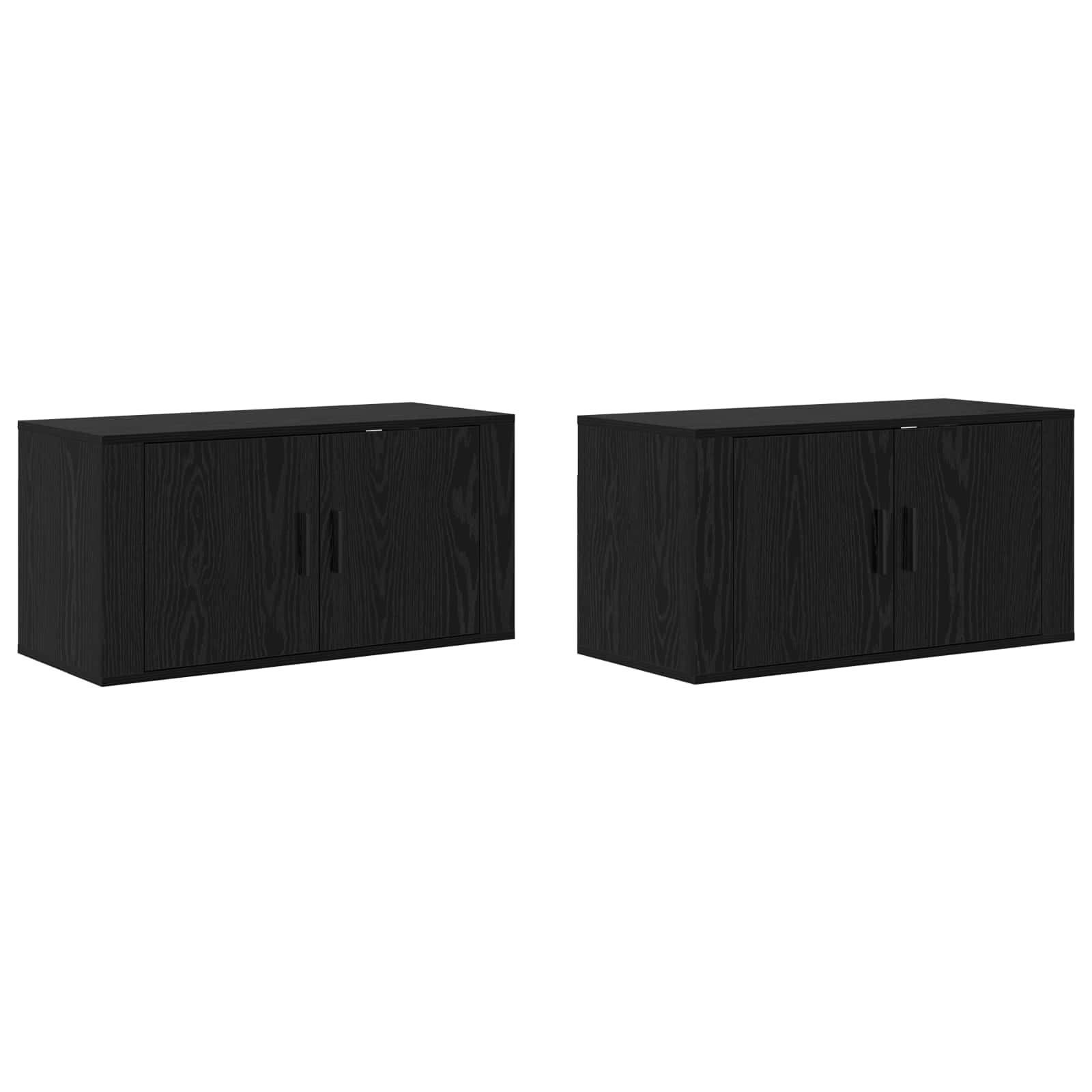 Wand-TV-Schrank Set 2 stk. Schwarz Eichen-Optik Holzwerkstoff