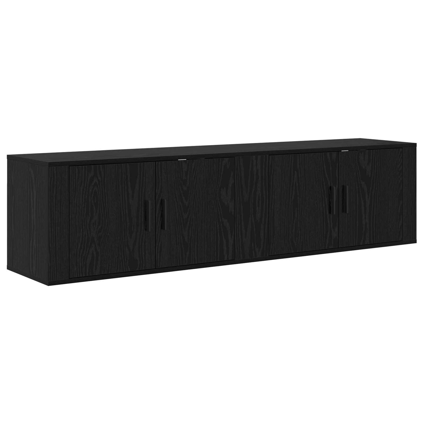 Wand-TV-Schrank Set 2 stk. Schwarz Eichen-Optik Holzwerkstoff