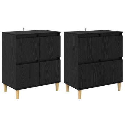 Sideboards 2 stk. Schwarz Eichen-Optik 60 x 35 x 70 cm