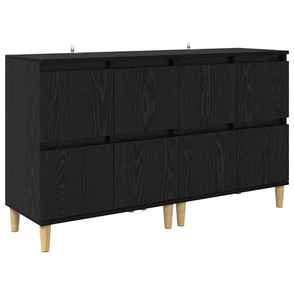 Sideboards 2 stk. Schwarz Eichen-Optik 60 x 35 x 70 cm