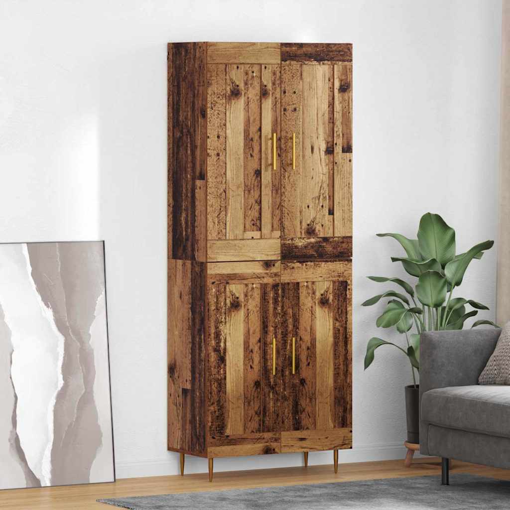 Highboard Altholz 69,5 x 34 x 180 cm Holzwerkstoff