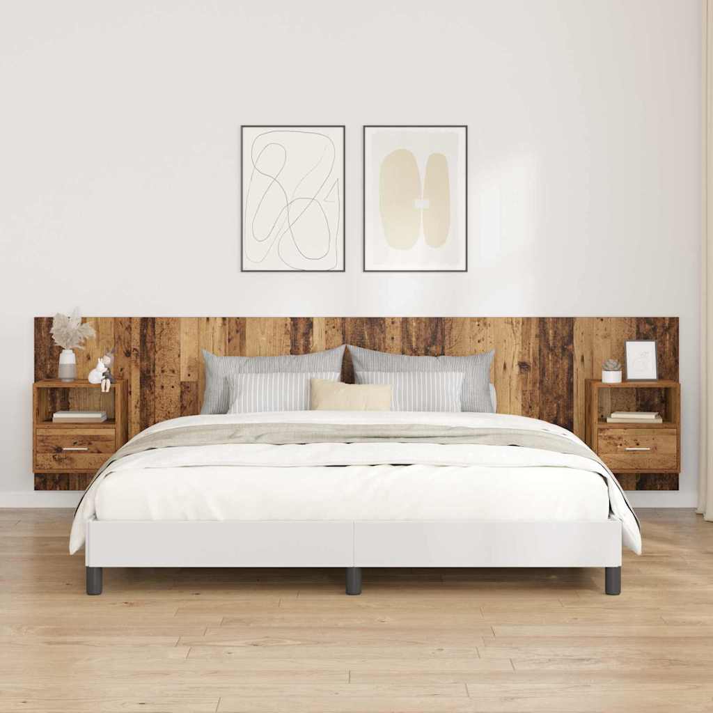 Kopfteil mit Schrank mit Schubladen 3 pcs Altholz Holzwerkstoff